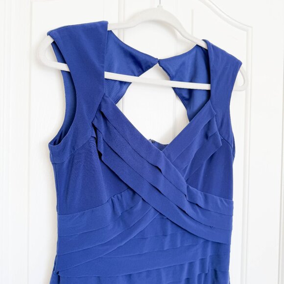 Jones Wear Blue Ruffle Bodycon Dress Size 10 Evening Wedding Party - Picture 3 of 13